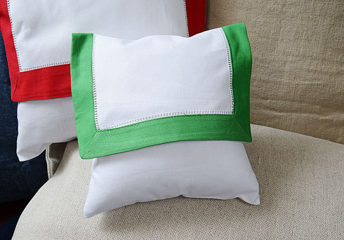 Mini Hemstitch Baby Envelope Pillows. 8x8" Mint Green color - Click Image to Close